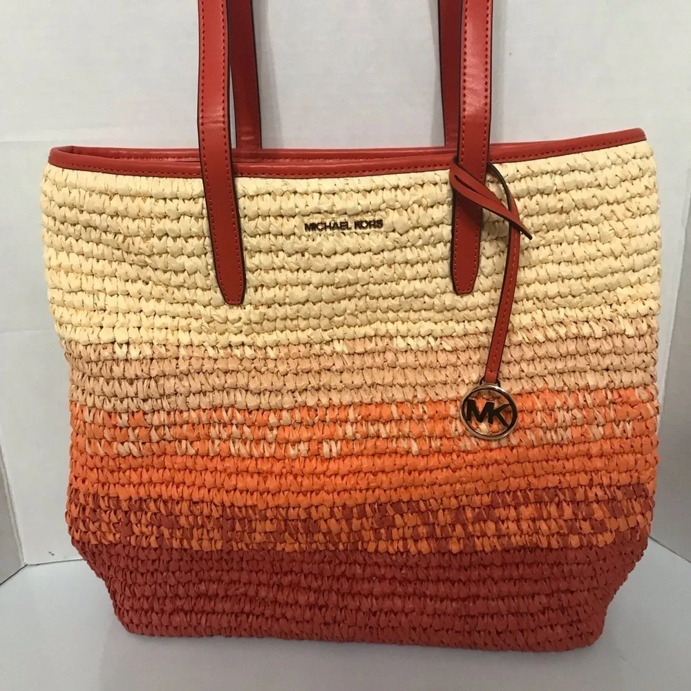 NWT Michael Kors The Michael Ombré Straw Tote Bag